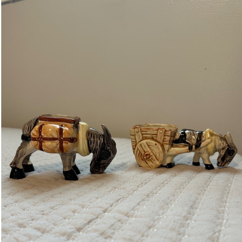 Vintage Donkey Planter Set Unbranded Excellent Condition‎ Ceramic Burro Japan